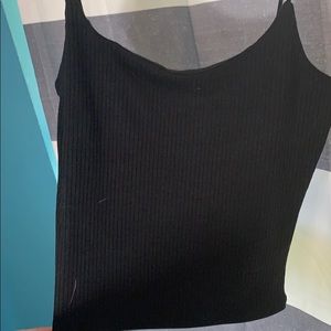 Super cute black ribbed crop top!